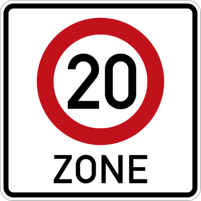 2020 Schild Zone 20